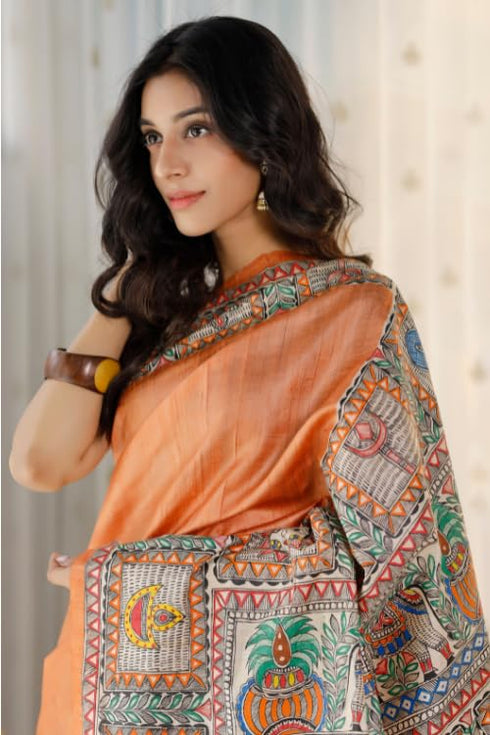 Vasthrlay White Printed Unstitched Saree
