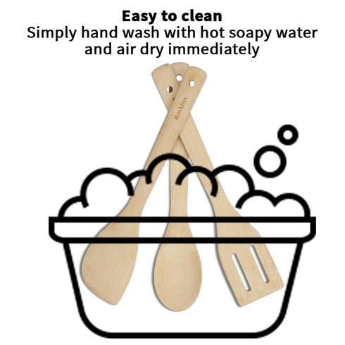 Hawkins Bamboo Spatula Set of 3 | Natural Handmade Bamboo Kitchen Tools (BSPTL3)