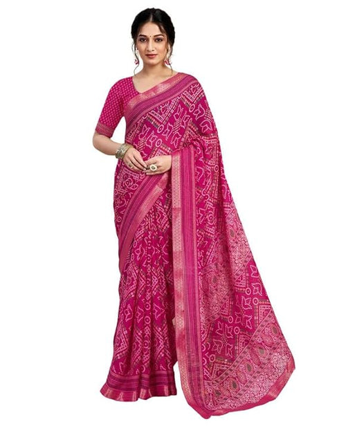 Vasthrlay Chiffon Bandhani Unstitched Yellow Saree