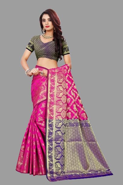 Vasthrlay Banarasi Pink Blue Ethnic Wear