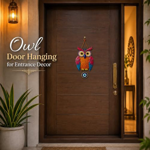 GiftOday Owl Wall Hanging for Door & Home Decor | Evil Eye Protection Nazar Battu