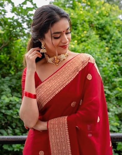 Vasthrlay Kanjivaram Silk Saree Jacquard Banarasi Sari With Blouse Piece For Wedding