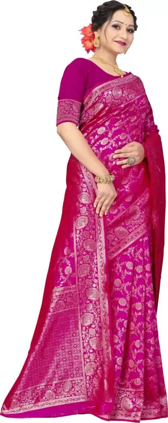 Vasthrlay Red Banarasi Traditional Unstitched Saree
