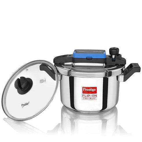 Prestige 3Litre Stainless Steel Flip On Pressure Cooker with Glass Lid