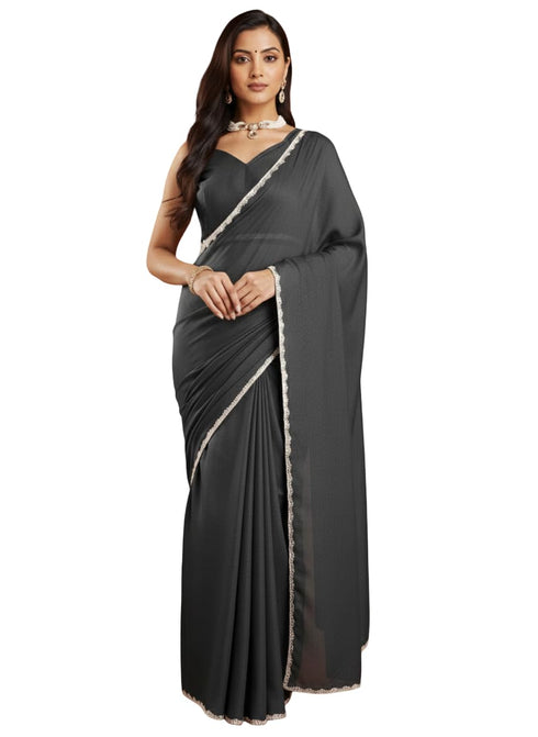 Vasthrlay Lavender Border Unstitched Saree