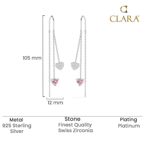 CLARA 925 Sterling Silver Sui Dhaga Threader Earrings Heart