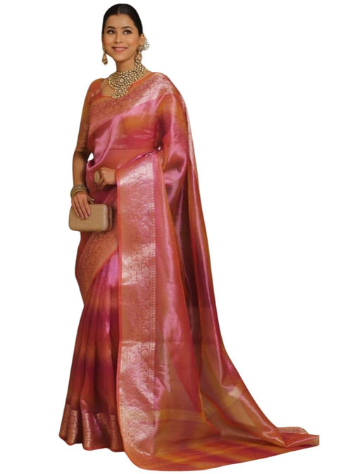 Vasthrlay Organza Kanjivaram Golden Ethnic Wear