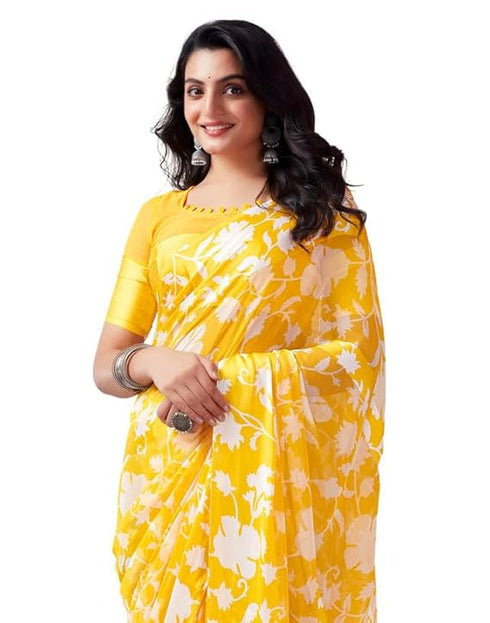 Vasthrlay Georgette Sequence Unstitched Black Saree