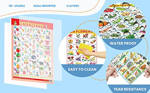 Educational Charts -Hindi Varnmala Chart, Alphabet, Numbers 1-10, Parts of the body, Animals -1, Fruit All in one, Good Habits-2, Food-2, Solar System, Communication