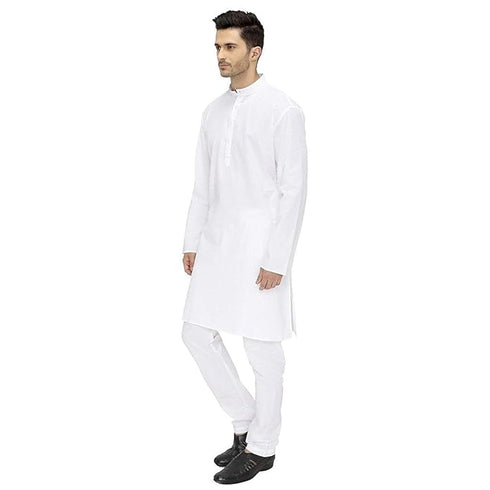 Vasthrlay Men's White Cotton Kurta Pyjama for Festive