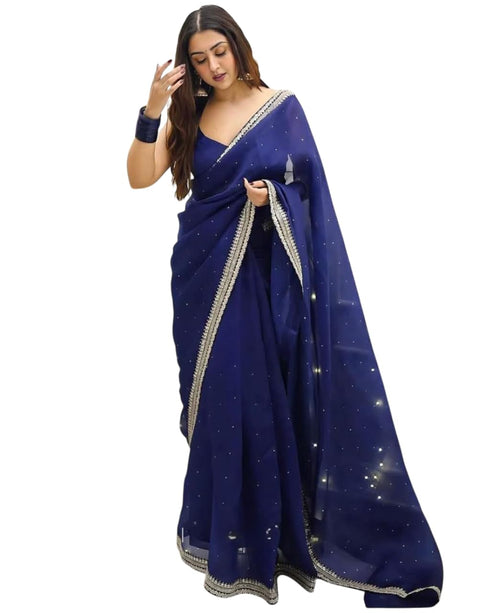 Vasthrlay Organza Unstitched Saree