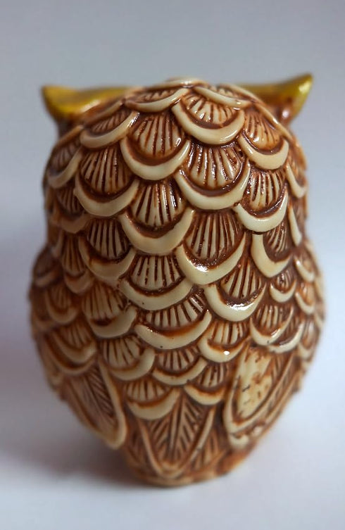 Owl Statue Showpiece for Vastu, Good Luck, Gift & Home Decor (Golden & Beige)