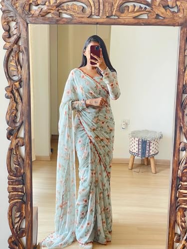 Vasthrlay Pink Georgette Unstitched Saree