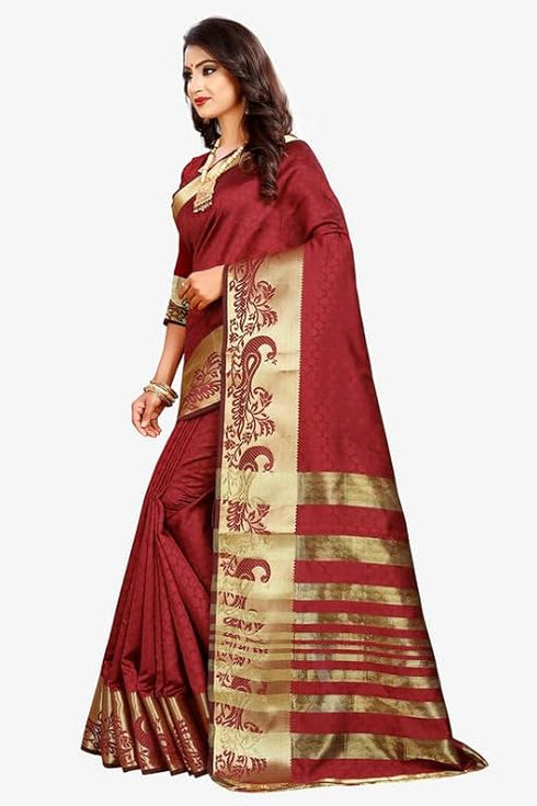 Vasthrlay Banarasi Red Ethnic Wear