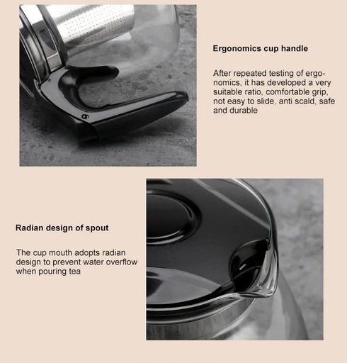 ZROY Enterprise Round Glass Tea Pot(Plastic Hadle)
