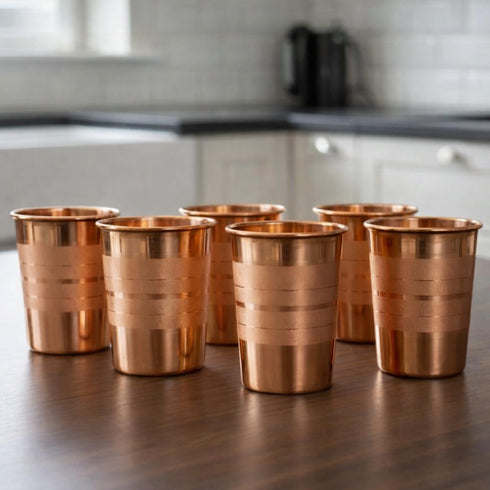 Copper Jug with 6 Copper Glasses