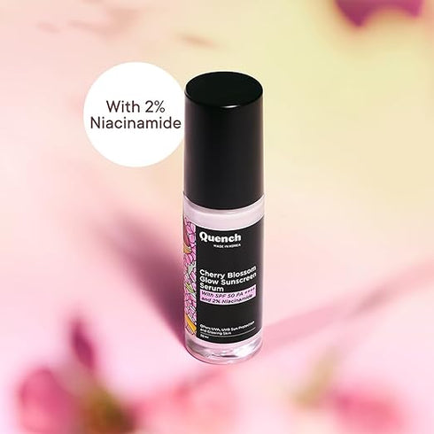 Quench Cherry Blossom Glow Sunscreen Serum with 2% Niacinamide