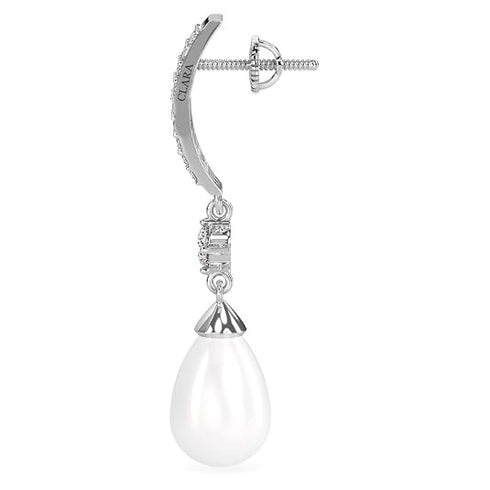 Clara 925 Sterling Silver Pearl Queen Pendant Earring
