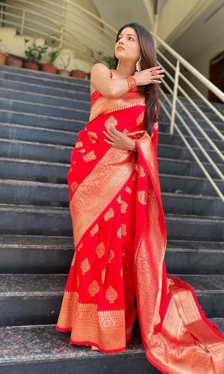 Vasthrlay Banarasi Kanjivaram Collections Wedding Saree With Blouse Piece