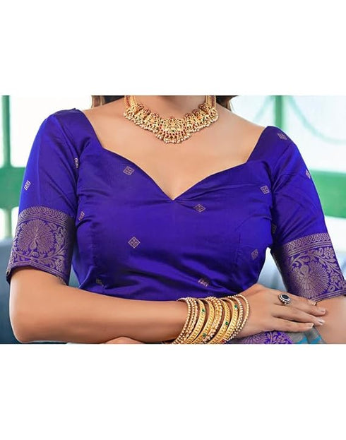 Vasthrlay Banarasi Kanjivaram Unstitched Beige Saree