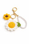 Handmade Crochet Sunflower with Daisy Keychain and Pearl Loop