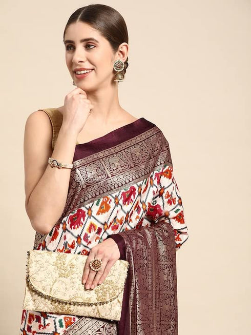 Vasthrlay Chanderi Printed Unstitched Ethnic Wear