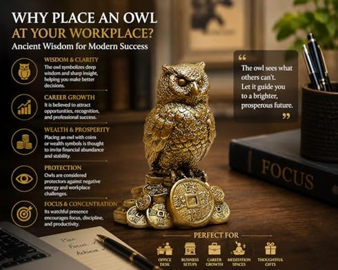 Shui Owl Showpiece for Home & Office Vastu Decorative Owl Statue for Wisdom, Protection & Good Luck