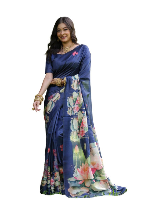 Vasthrlay Tussar Beautiful Royal Blue