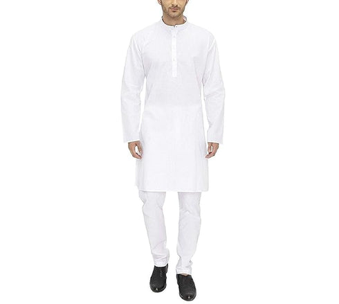 Vasthrlay Men's White Cotton Kurta Pyjama for Festive