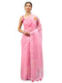Vasthrlay Pastel Pink2 Sheer Floral Printed Art Chiffon Saree With Unstitched Blouse