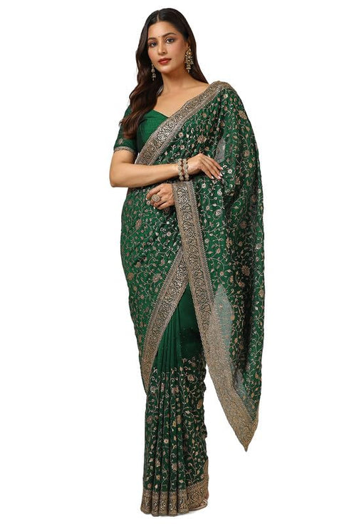 Vasthrlay Green Tussar Embroidered