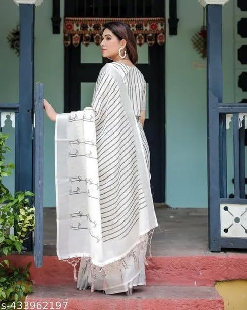 Vasthrlay Women's Cotton Kalamkari Wedding Saree With Blouse Piece