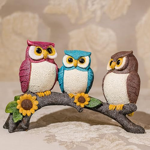 Beautiful Resin Owl Family Decorative Statue for Home Decor