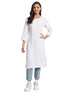 Vasthrlay Women's Solid White Cotton Blend Straight Kurta