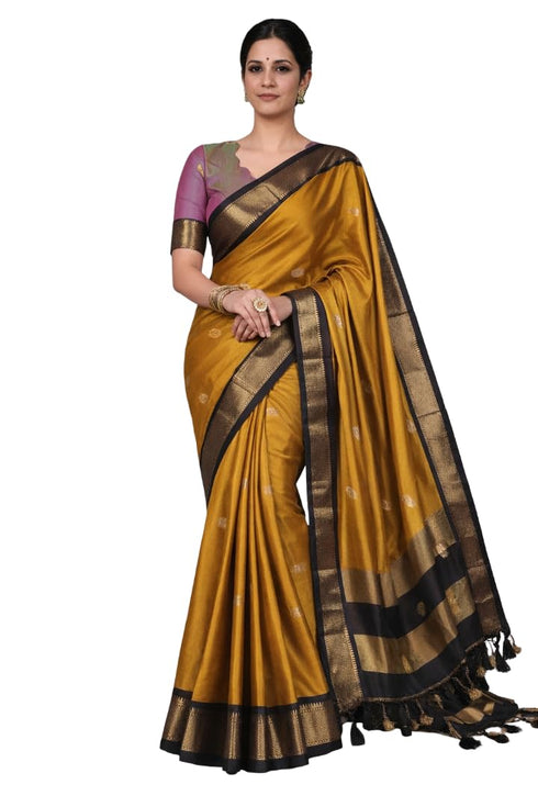 Vasthrlay Traditional Matching Unstitched Orangeblack
