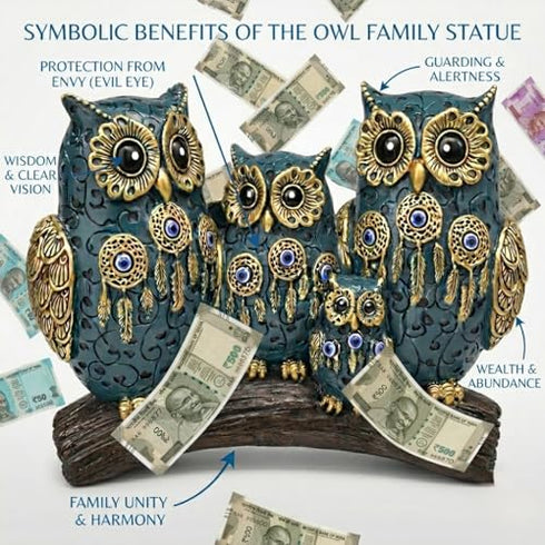 The Spiritual for Good Luck II Aesthetic Resin Owl Art Figure Showpiece II Feng Shui & Vastu