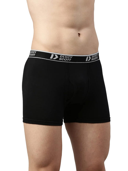 Dixcy Scott Cross Trunk | Long Leg Trunks for Men | 100% Combed Cotton | Soft, Sweat-Absorbent Waistband | C-Open Front Men's Underwear | Self-Hem Leg Grip Innerwear for Man | Pack of 1