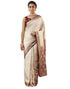 Vasthrlay Banarasi Jacquard Unstitched White Saree