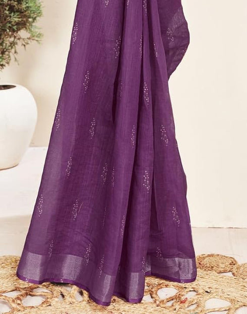 Vasthrlay Printed Pleated Unstitched White Saree