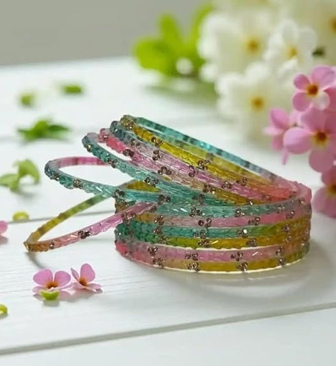 Multicolor kashmiri Glass Bangles Set for Women