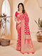 Vasthrlay Cotton Banarasi Silk Pink Saree For Women With Unstitched Blouse Piece