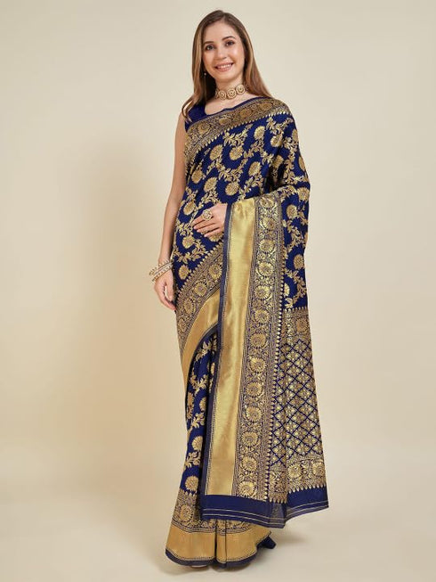 Vasthrlay Red Banarasi Traditional Unstitched Saree