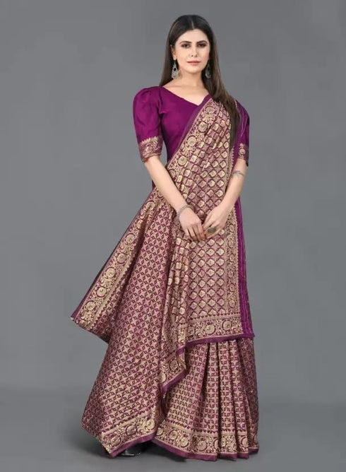 Vasthrlay Kanjivaram Unstitched Saree