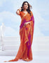 Vasthrlay Bandhani Printed Chiffon Orange And Pink1 Saree With Unstitched Blouse Piece