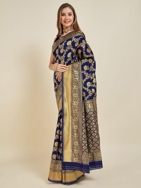 Vasthrlay Red Banarasi Traditional Unstitched Saree