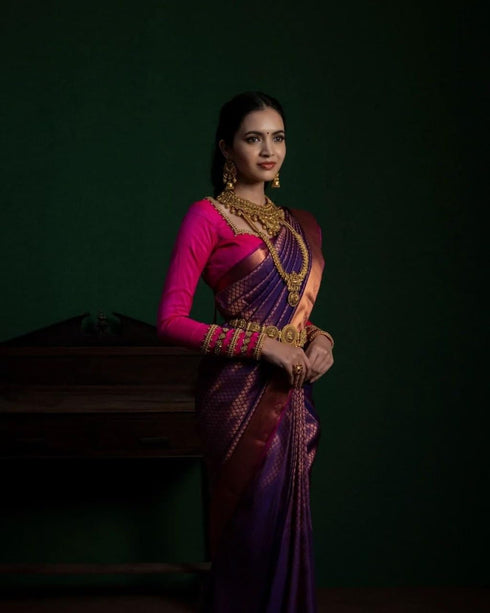 Vasthrlay Purple Kanjivaram Saree
