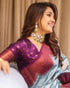 Vasthrlay Blue Banarasi Saree