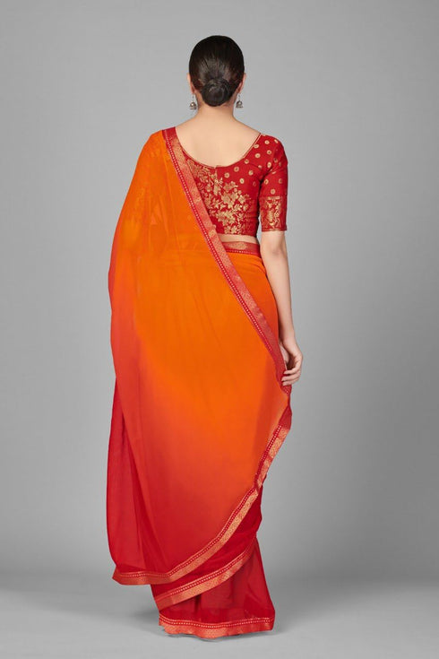 Vasthrlay Two Tone Georgette Turquoise Embroidered