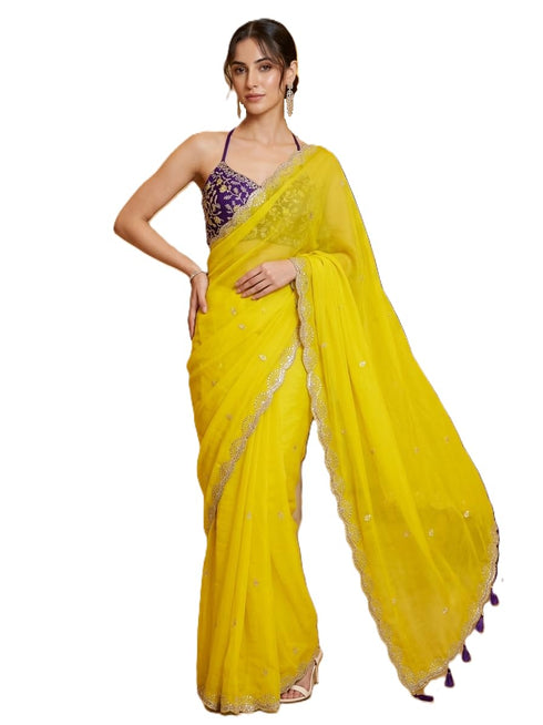 Vasthrlay Pink Georgette Embroidery Saree