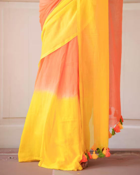Vasthrlay Multicolour Gradient Traditional Greenorange